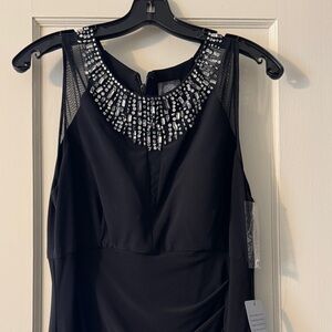Vince Camuto Black Sleeveless Dress with Crystal Neckline NWT